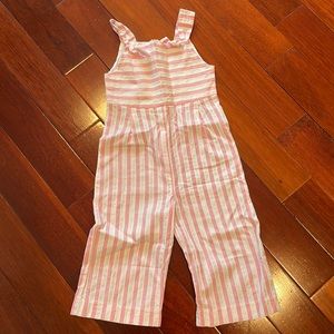 Special Day - girls romper size 4. Pink and white stripe collot wide leg pants